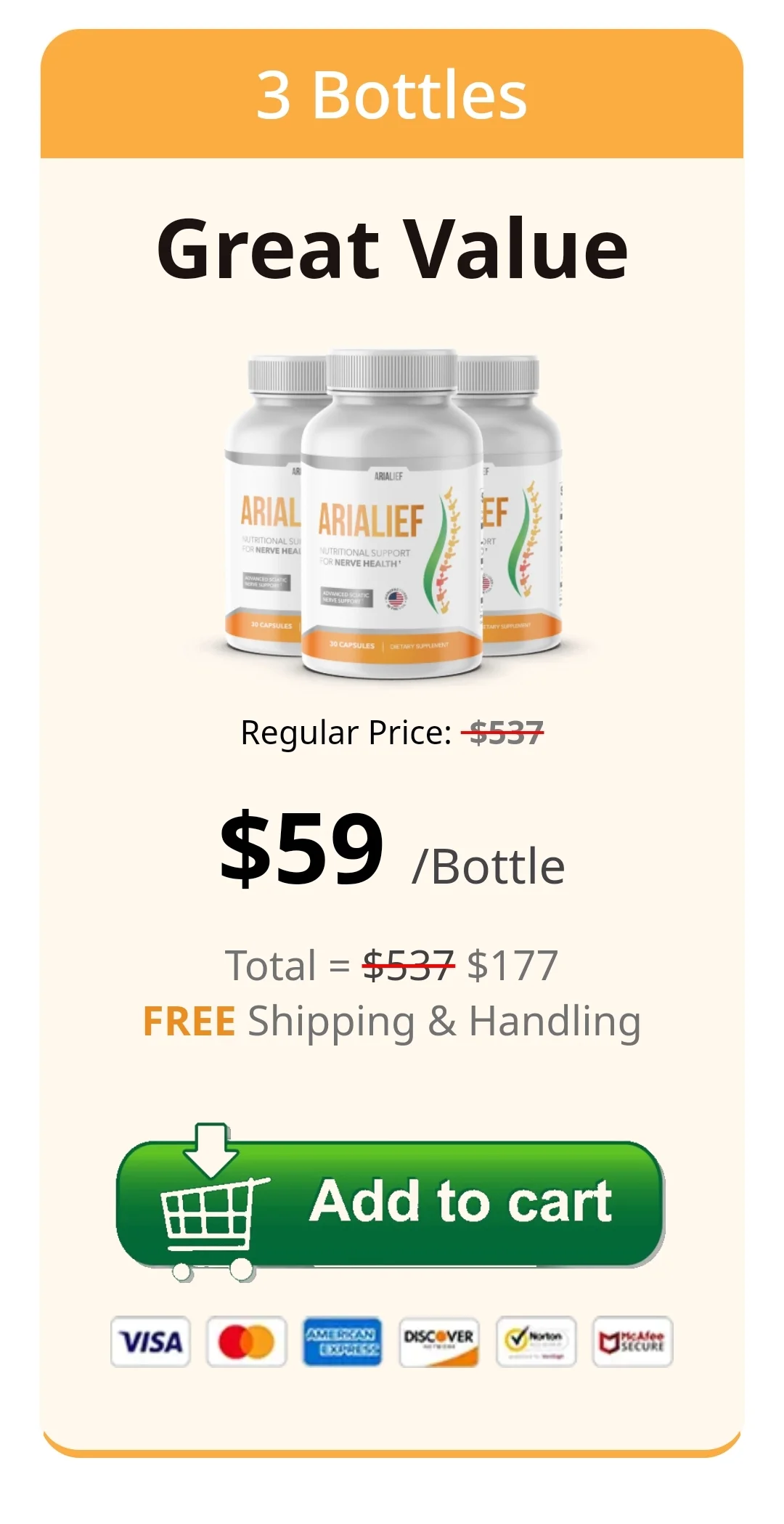 Arialief™ 3 bottles pricing